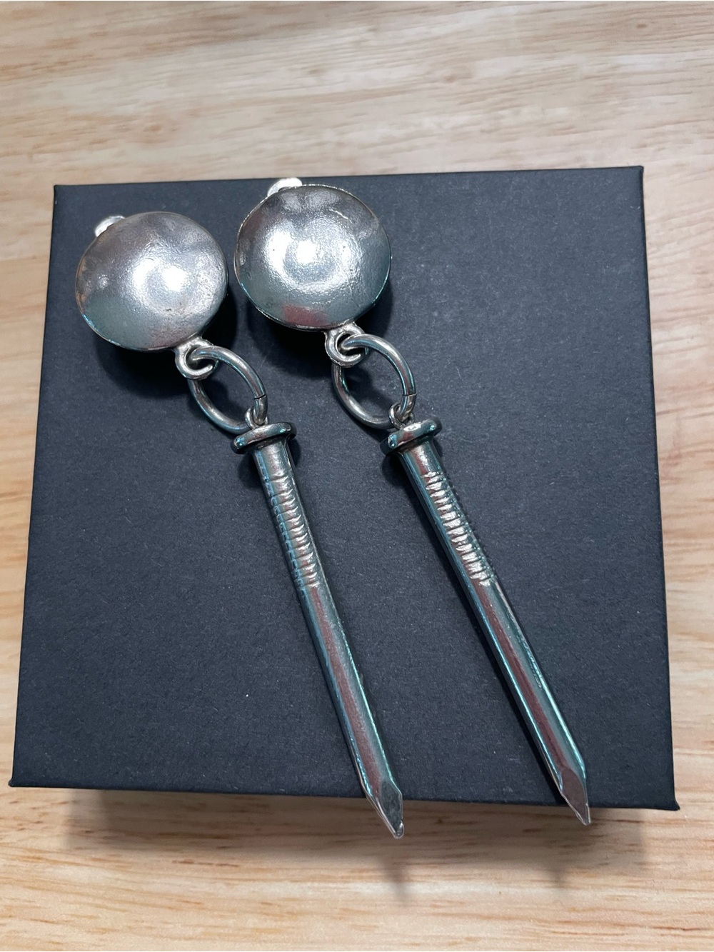 RARE-Patrick Kelly -Paris-Silver Nail Drop Earrings-RARE- vintage 1980’s